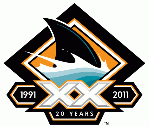 San Jose Sharks 2011 Anniversary Logo fabric transfer version 4
